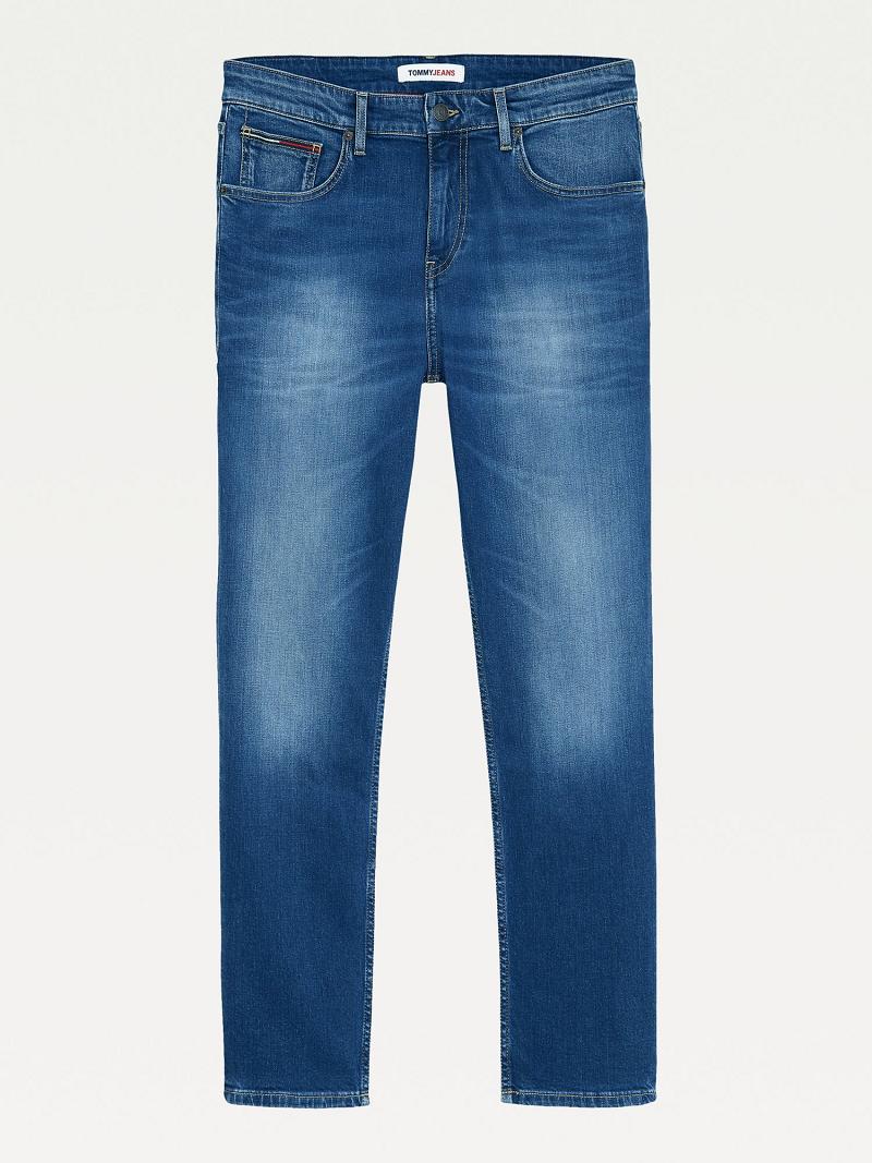 Férfi Tommy Hilfiger Medium wash straight fit Farmer Nadrág Kék | HU 1156QMA